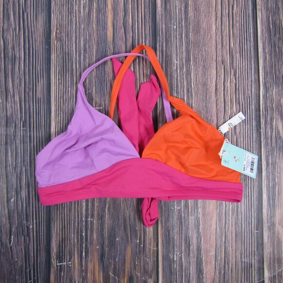 Marine Layer NEW NWT Womens Small Colorblock Plunge Bikini Top Swim Beach - Picture 2 of 5